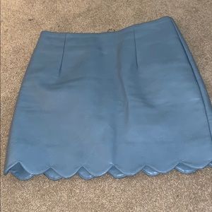 blue leather skirt